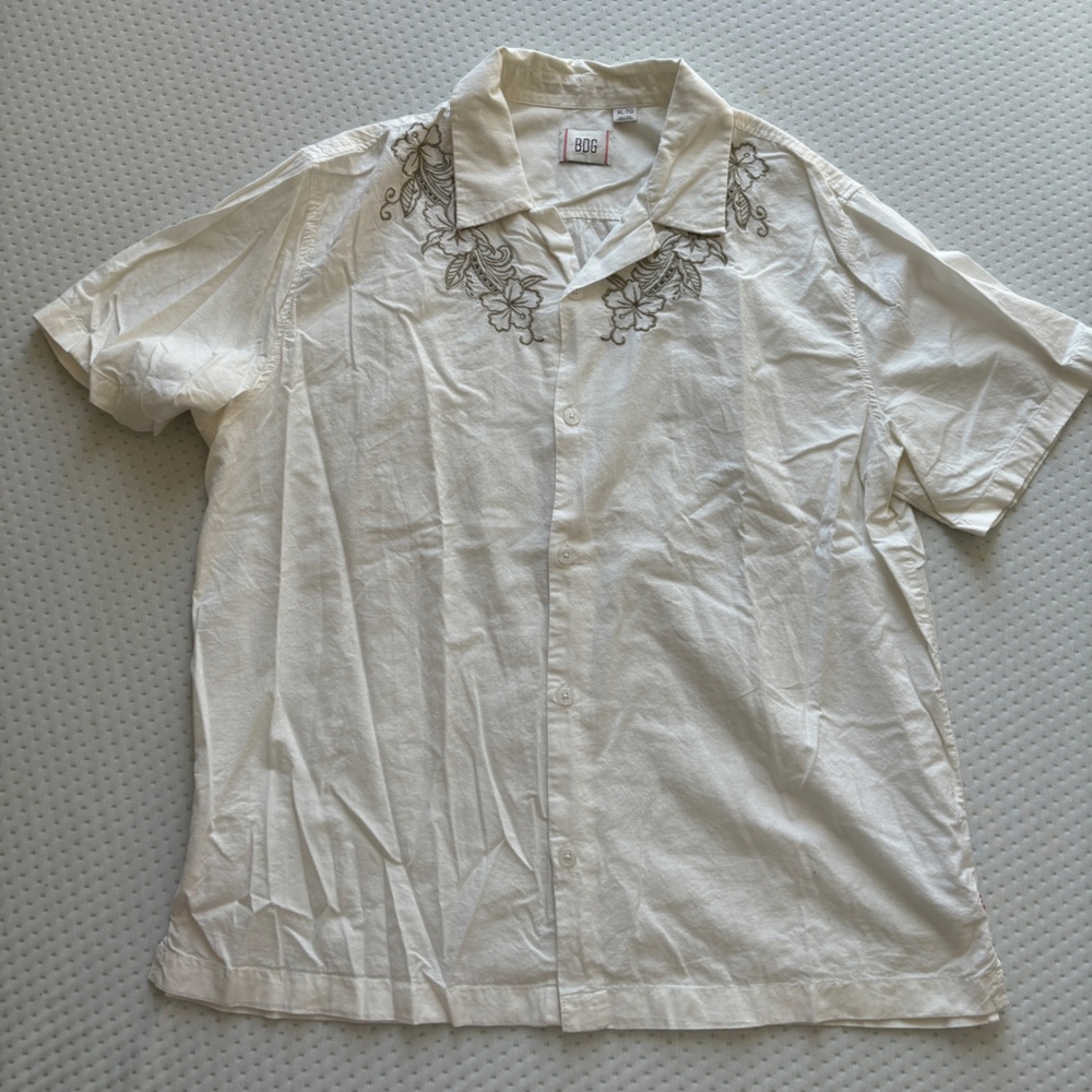 BDG Floral White Button Down